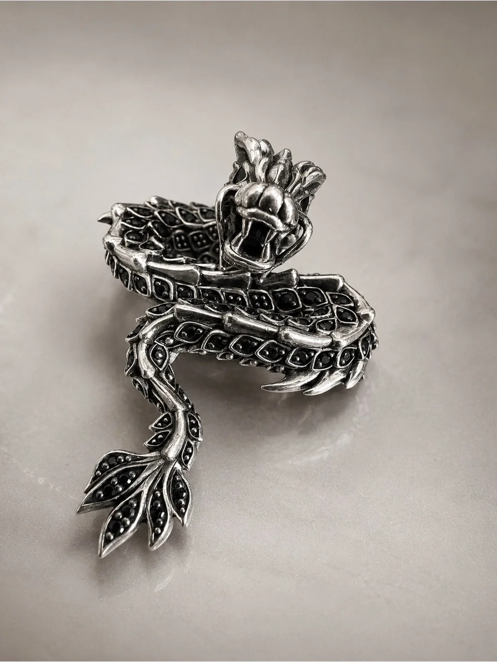 THOMAS SABO Blackened Sterling Silver Dragon Pendant Gothic Luxury Rare